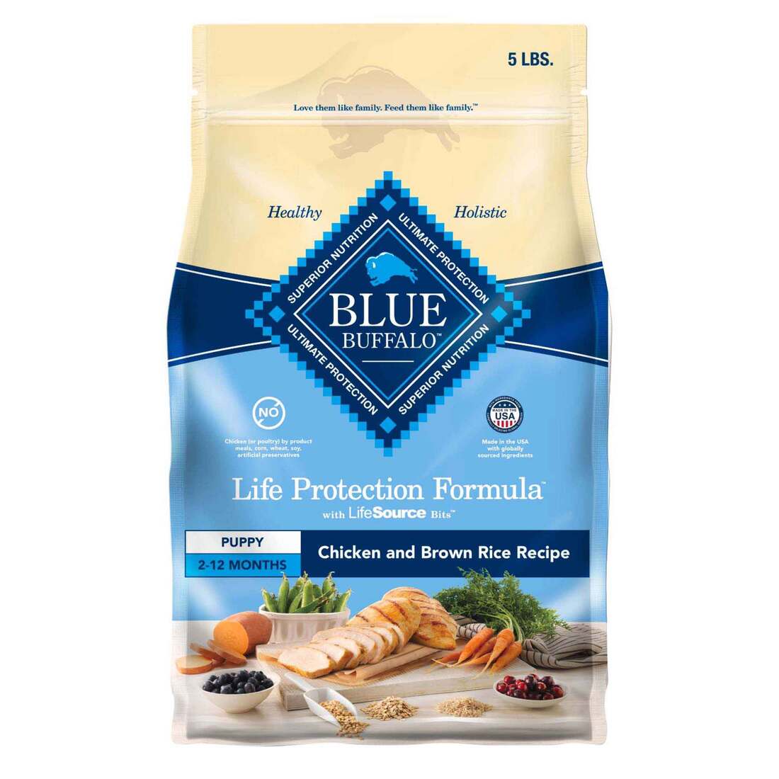 Blue Buffalo Life Protection Formula Natural Puppy Dry Dog Food, Chicken & Brown Rice Recipe, 5 Poun