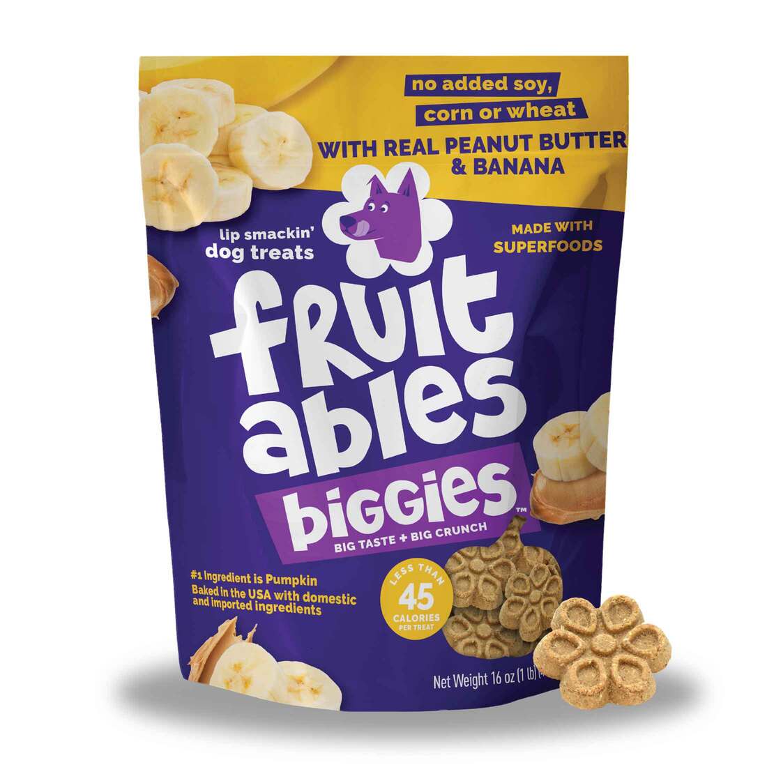 Fruitables Biggies Peanut Butter & Banana Dog Treats, 16 Ounces