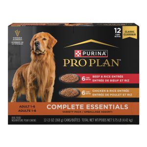 Purina Pro Plan Complete Essentials Wet Dog Food Chicken and Rice Entree and Beef and Rice Entree Va
