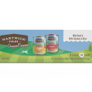 Hartwick Fields Adult Chopped Supper With Beef & With Chicken & Rice Wet Dog Food Variety Pack, 12 C