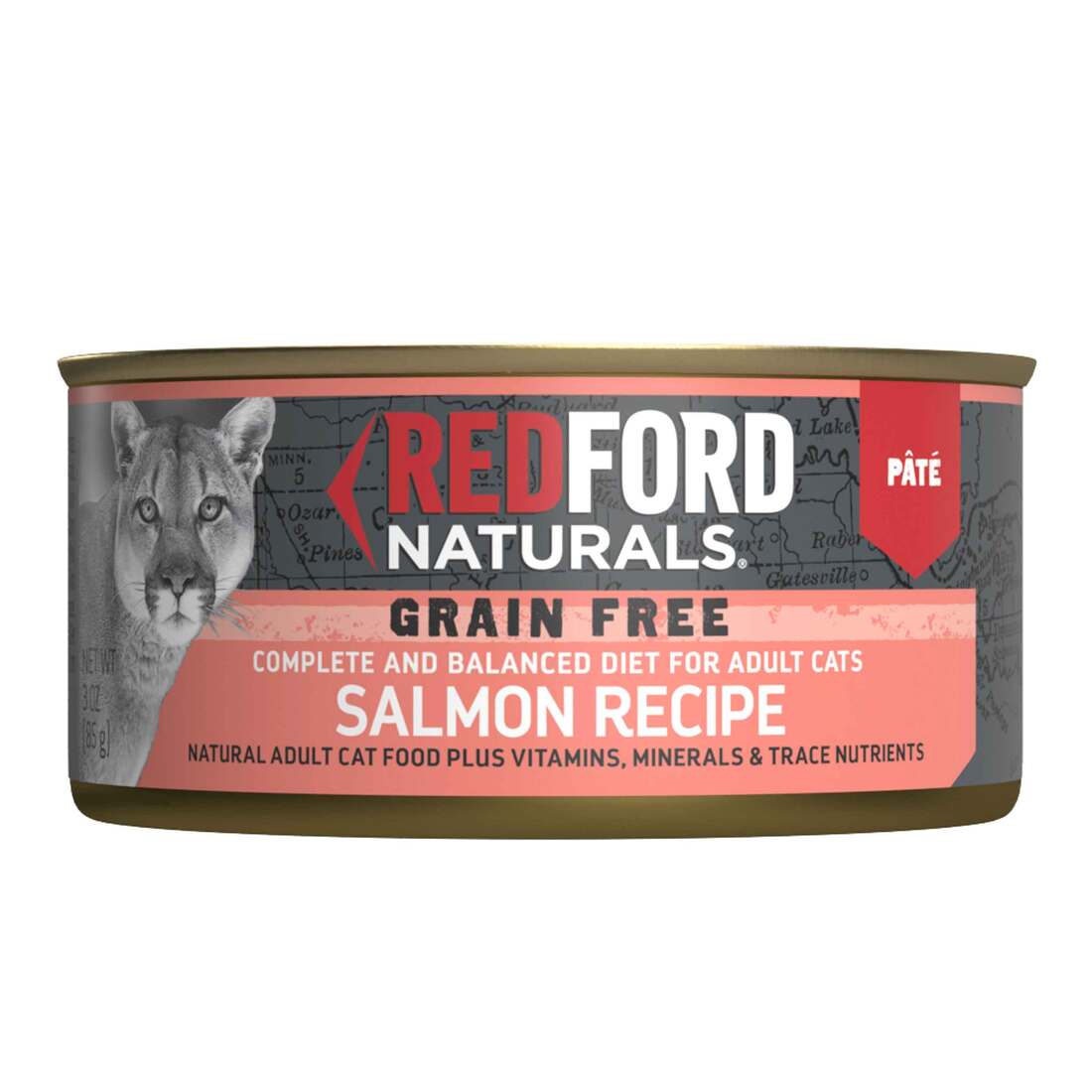 Redford Naturals Natural Wet Cat Food, Adult Grain Free Salmon Recipe Pate, 3 Ounces