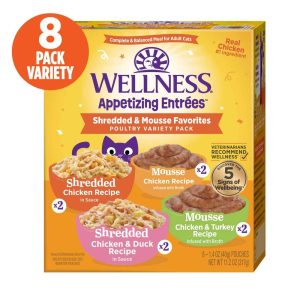 Wellness® Appetizing Entrées™ Shredded & Mousse Favorites, Poultry Variety Pack, Natural Wet Cat Foo