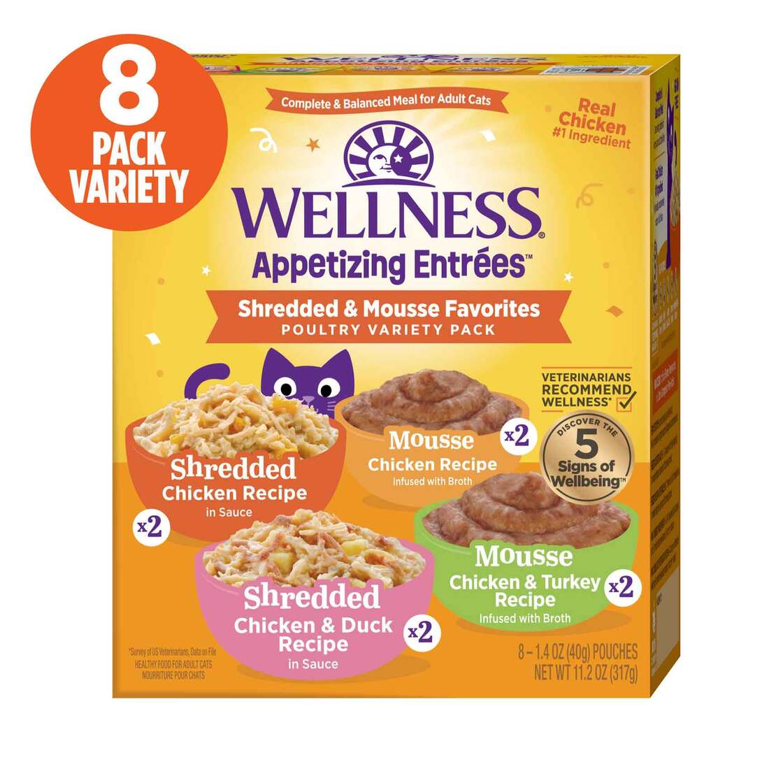 Wellness® Appetizing Entrées™ Shredded & Mousse Favorites, Poultry Variety Pack, Natural Wet Cat Foo
