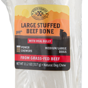 Wixom Ranch Natural Chews Large Stuffed Beef Bone With Real Bully