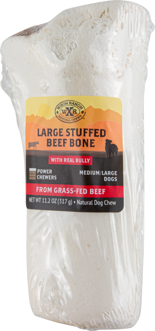 Wixom Ranch Natural Chews Large Stuffed Beef Bone With Real Bully