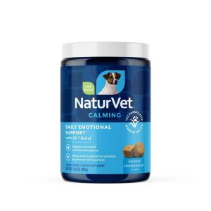 NaturVet Daily Emotional Support Calming Supplements for Dogs, Hickory Smoked Bacon Flavor, 120 Coun