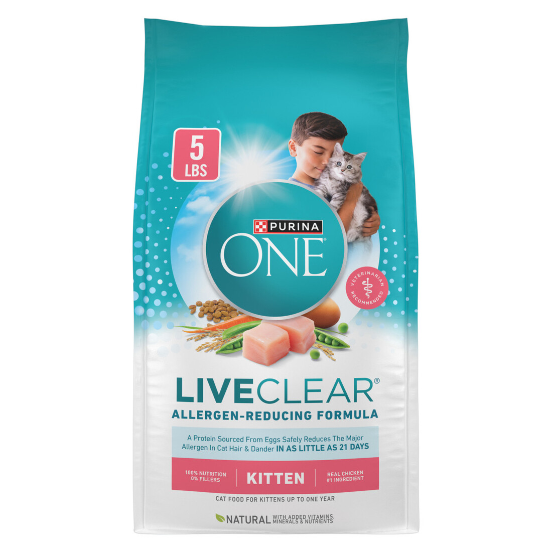 Purina ONE LiveClear Allergen-Reducing Dry Kitten Food Formula With Real Chicken - 5 Pound Bag