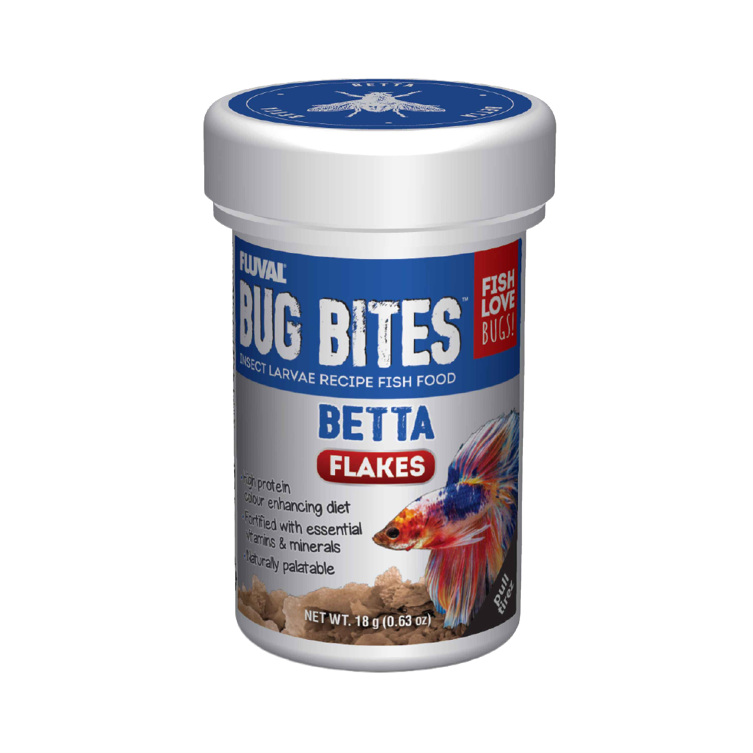 Fluval Bug Bites Betta Color Enhancing Flakes, 0.64 Ounce