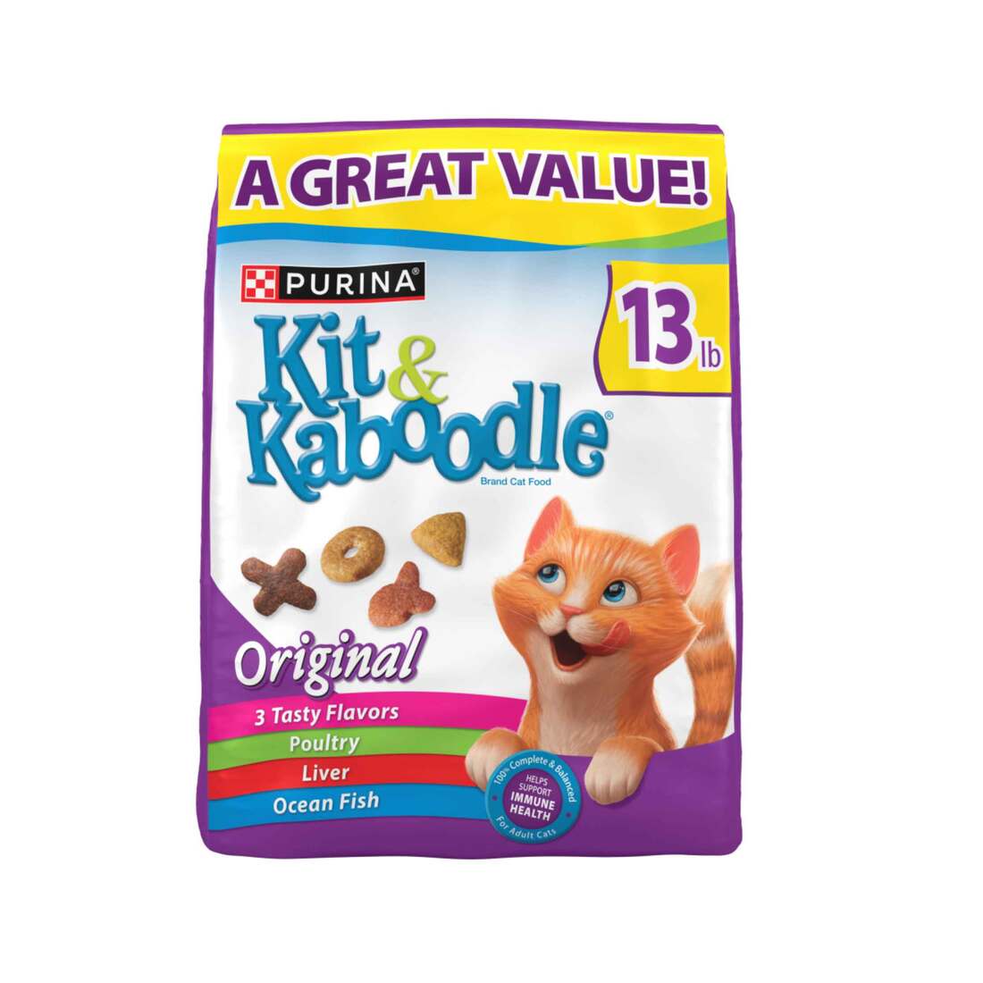 Purina Kit & Kaboodle Dry Cat Food, Original - 13 Pound Bag
