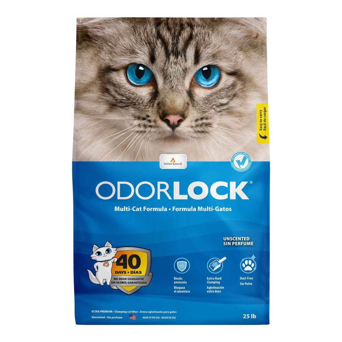 OdorLock Unscented Ultra Premium Clay Cat Litter, 25 Pounds