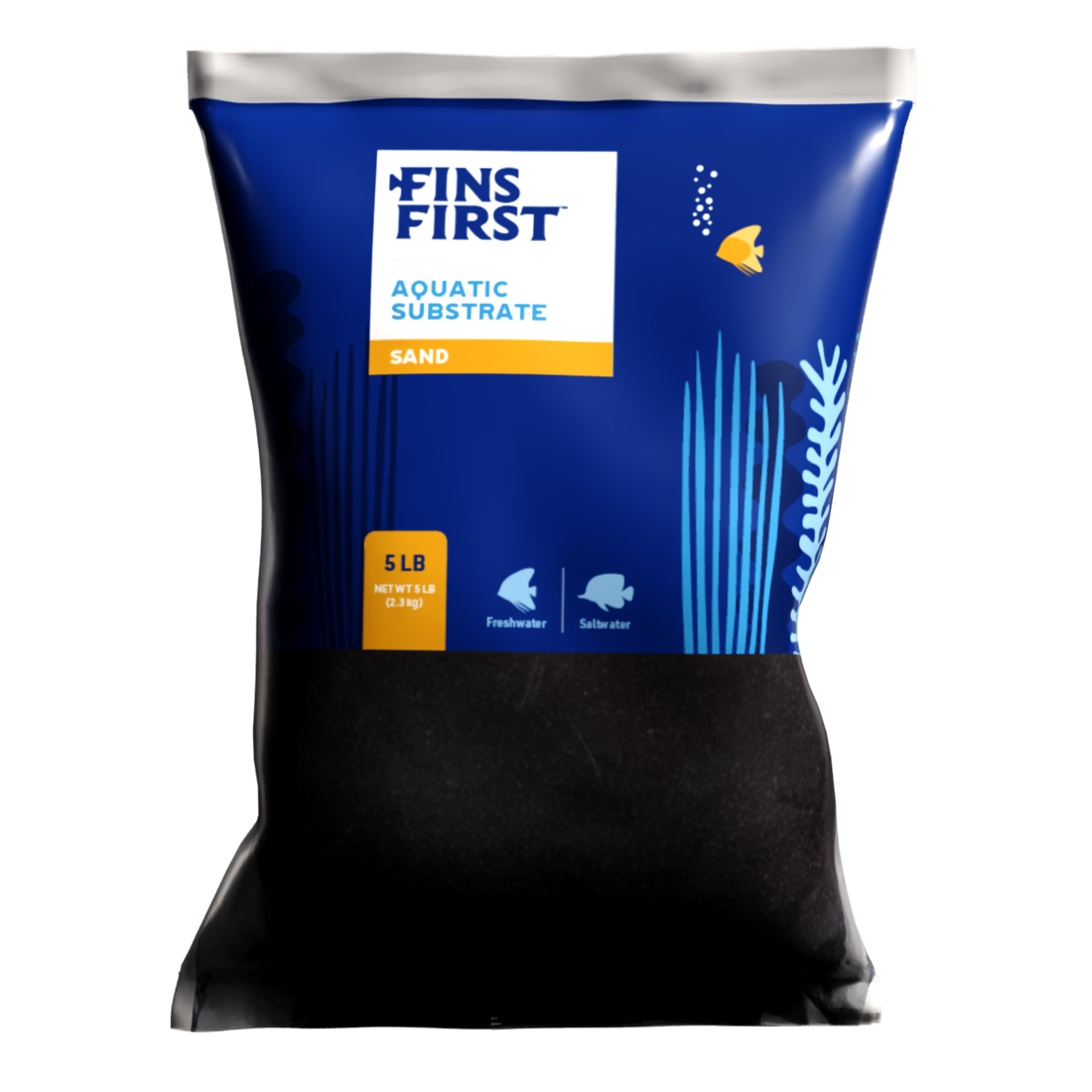 Fins First Aquarium Sand, Black, 5 Pounds