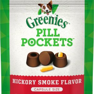 GREENIES PILL POCKETS Capsule Size Natural Dog Treats with Hickory Smoke Flavor, 7.9 Ounce Pack (30