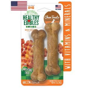 Nylabone Healthy Edibles Bacon Flavor Dog Bone Treat, 2 Count