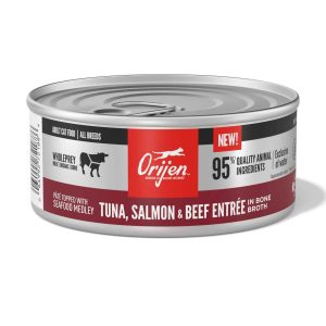 ORIJEN Pate Wet Cat Food, Tuna, Salmon, Beef In Bone Broth, 5.5 Ounces