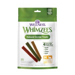 Wellness WHIMZEES Stix Dog Dental Treats, Medium Size Stick, (14 Count)