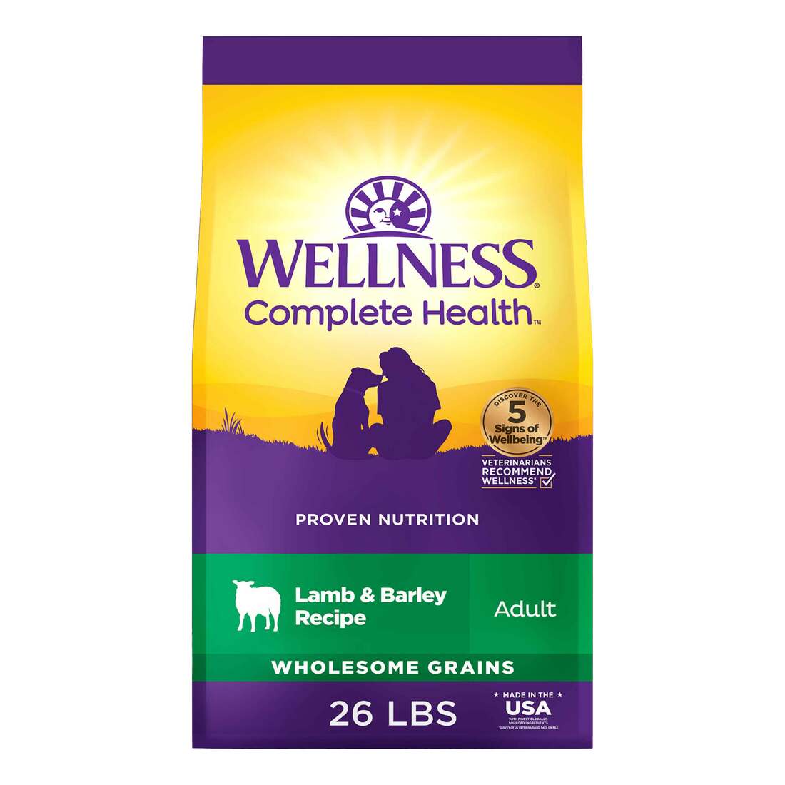 Wellness Complete Health Wholesome Grains Lamb & Barley Recipe Dry Dog Food, 26-Pound Bag