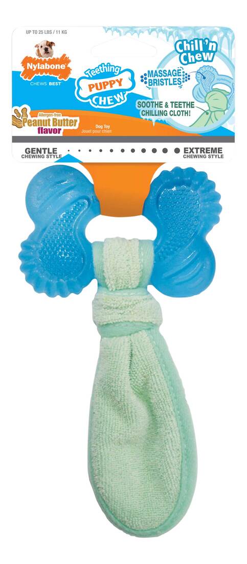 Nylabone Puppy Chew Freezer Dog Bone, Peanut Butter Flavor, Small/Regular - Up to 25 Pounds