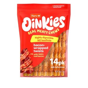 Hartz Oinkies Bacon Wrapped Twists Dog Treats, 14 Count