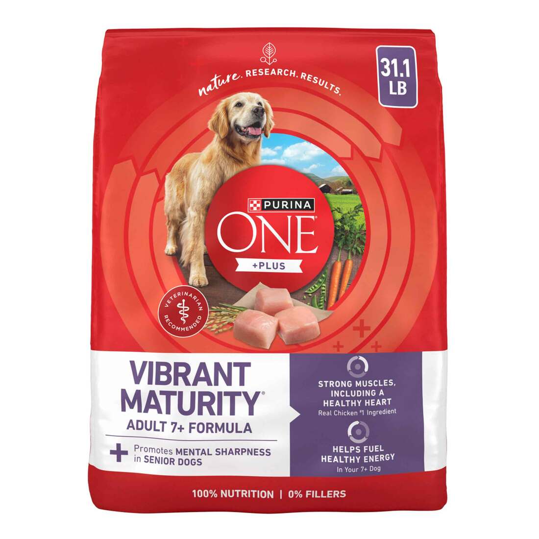 Purina ONE 7 Plus Vibrant Maturity Senior Dry Dog Food, - 31.1 Pound Bag