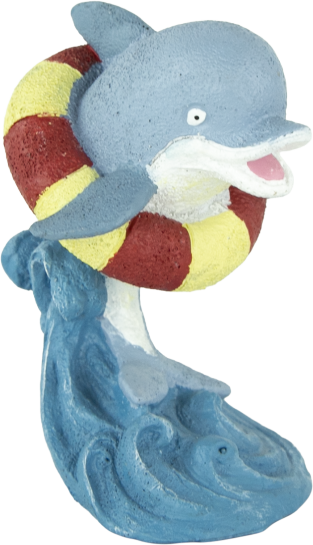 Fins First Aquarium Décor, Dolphin with Inner Tube, Small