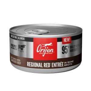 ORIJEN® Wet Cat Food, Adult Regional Red Recipe Beef Pate and ShRed Recipes in Broth, 3 Ounces