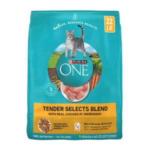 Purina ONE Natural Dry Cat Food, Tender Selects Blend With Real Chicken - 22 Pound Bag