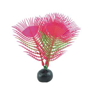 Fins First Plastic Plant Green And Pink Feather, Small
