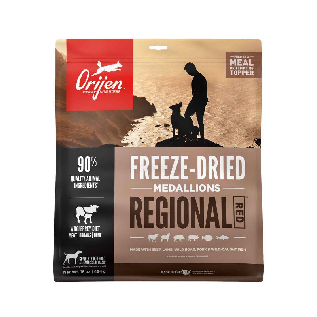 ORIJEN® Freeze Dried Dog Food & Topper, Grain Free, High Protein, Premium Raw Meat, Regional Red Rec