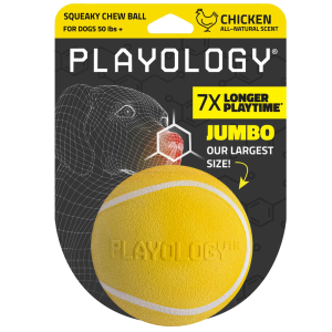 Playology Chicken Scented Squeaky Chew Ball Dog Toy, Extra Large