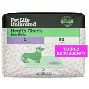 Pet Life Unlimited Health Check Dog Pads, Large, 22" x 22", 20 Count