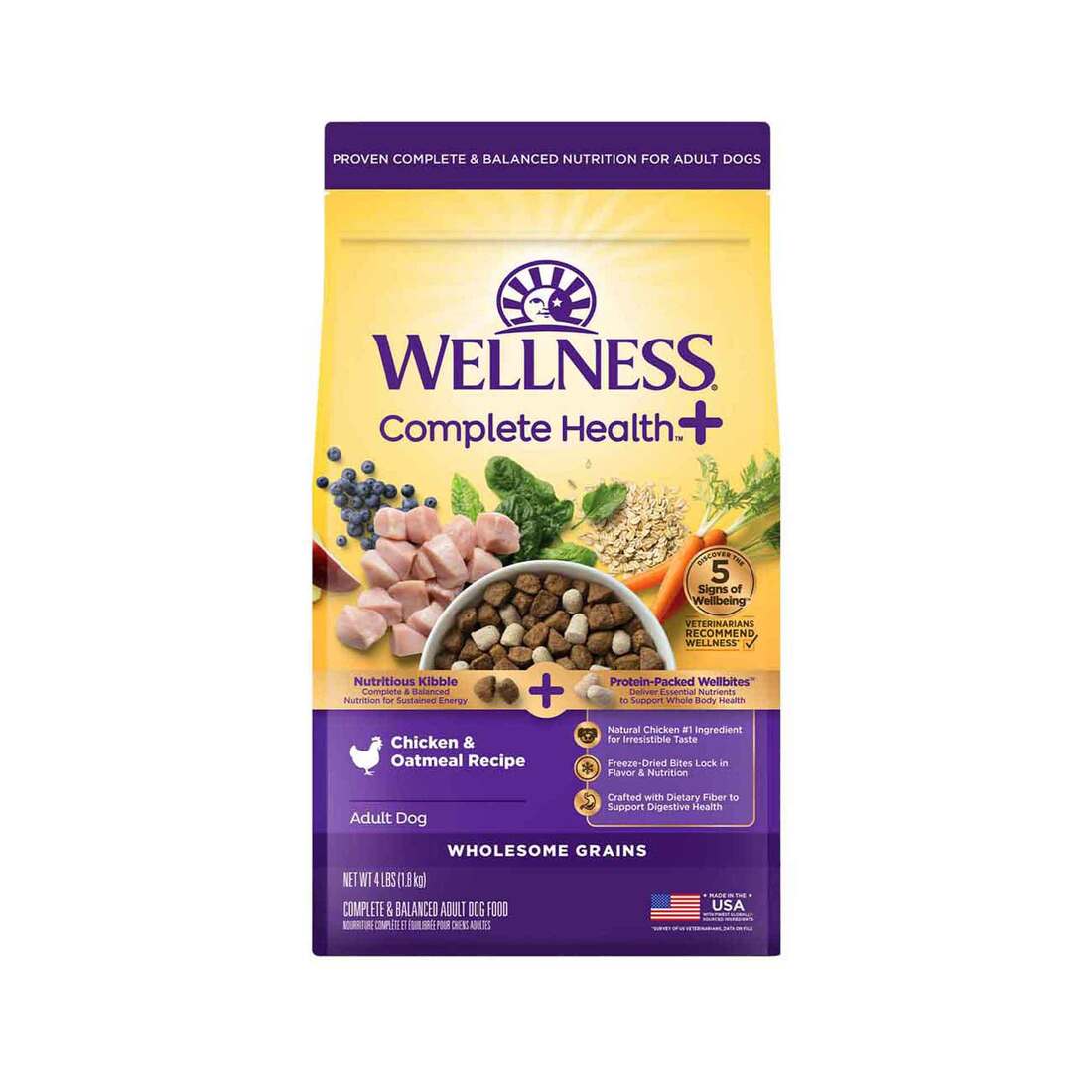 Wellness Complete Health+ Dry Dog Food, Chicken & Oatmeal Recipe - Image 2