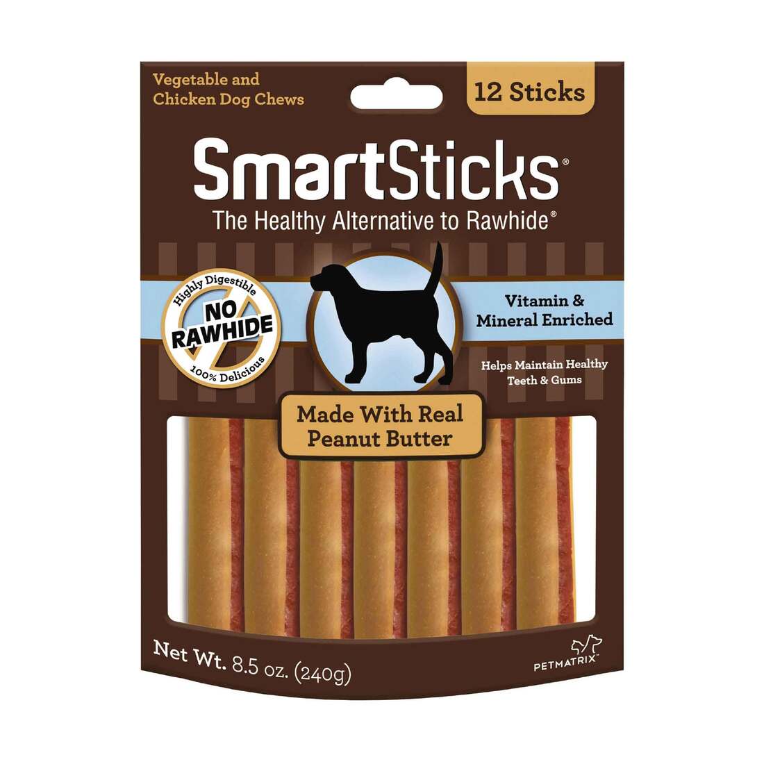 SmartBones SmartSticks With Real Peanut Butter, 12 Count