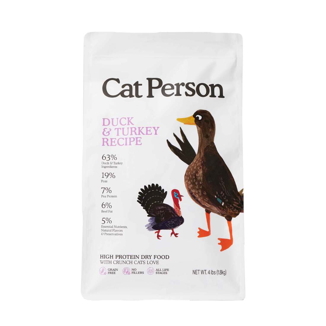 Cat Person Dry Cat Food, Duck and Turkey, 4 Pounds