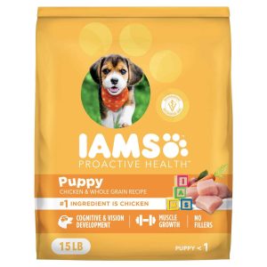 IAMS Proactive Health Smart Puppy Dry Dog Food with Real Chicken, 15 Pounds