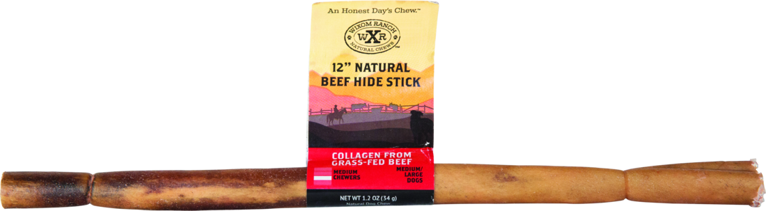 Wixom Ranch Natural Chews Collagen Beef Hide Stick, 12 Inches