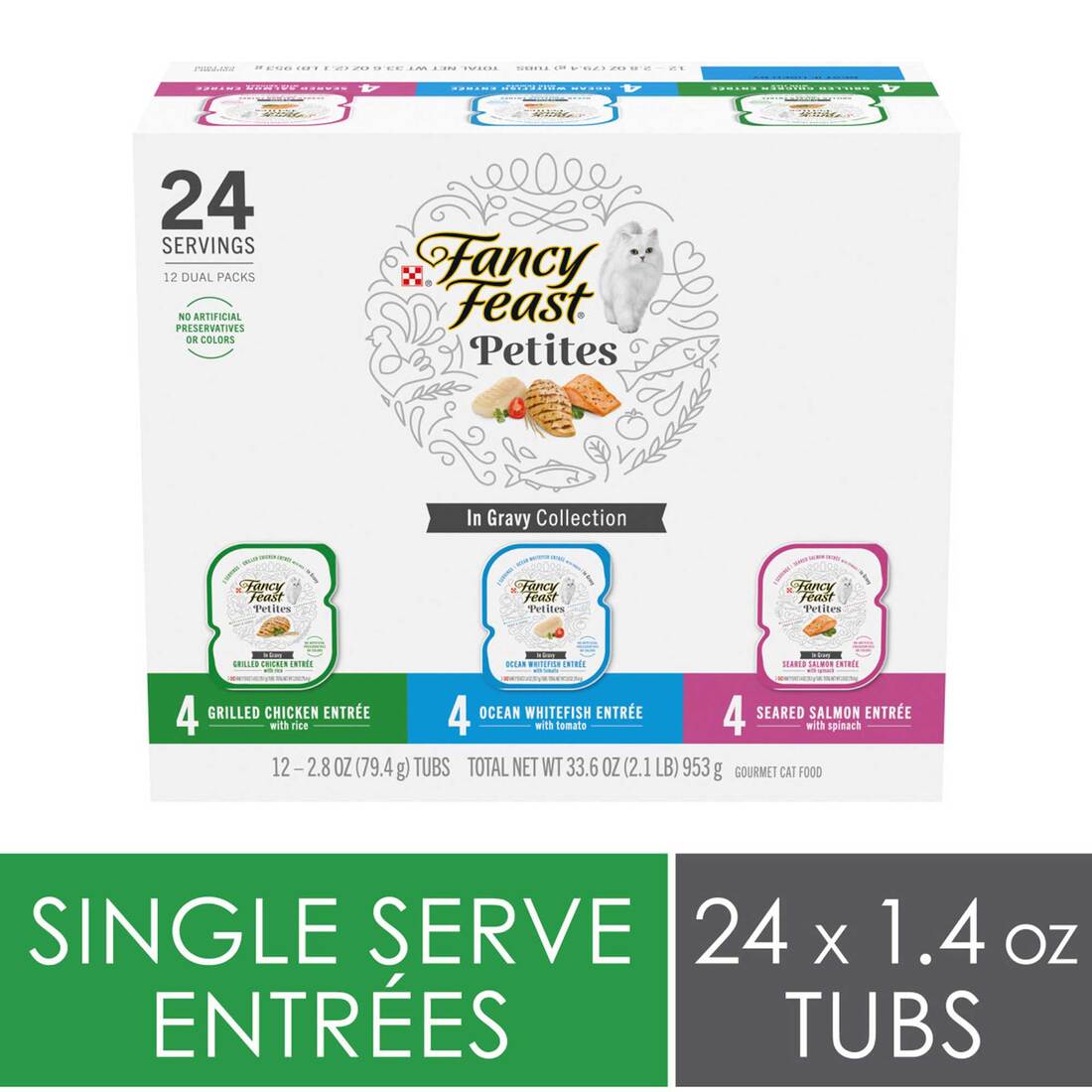 Purina Fancy Feast Petites Wet Cat Food, Gourmet Gravy Collection Variety Pack (24), 2.8 Ounces