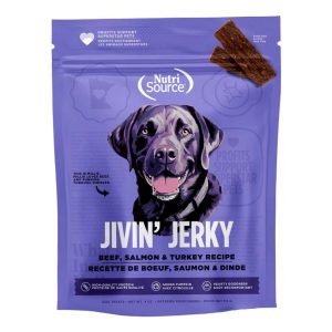 NutriSource Jivin' Jerky Dog Treat, Wild Boar, Turkey & Salmon, 4 Ounces