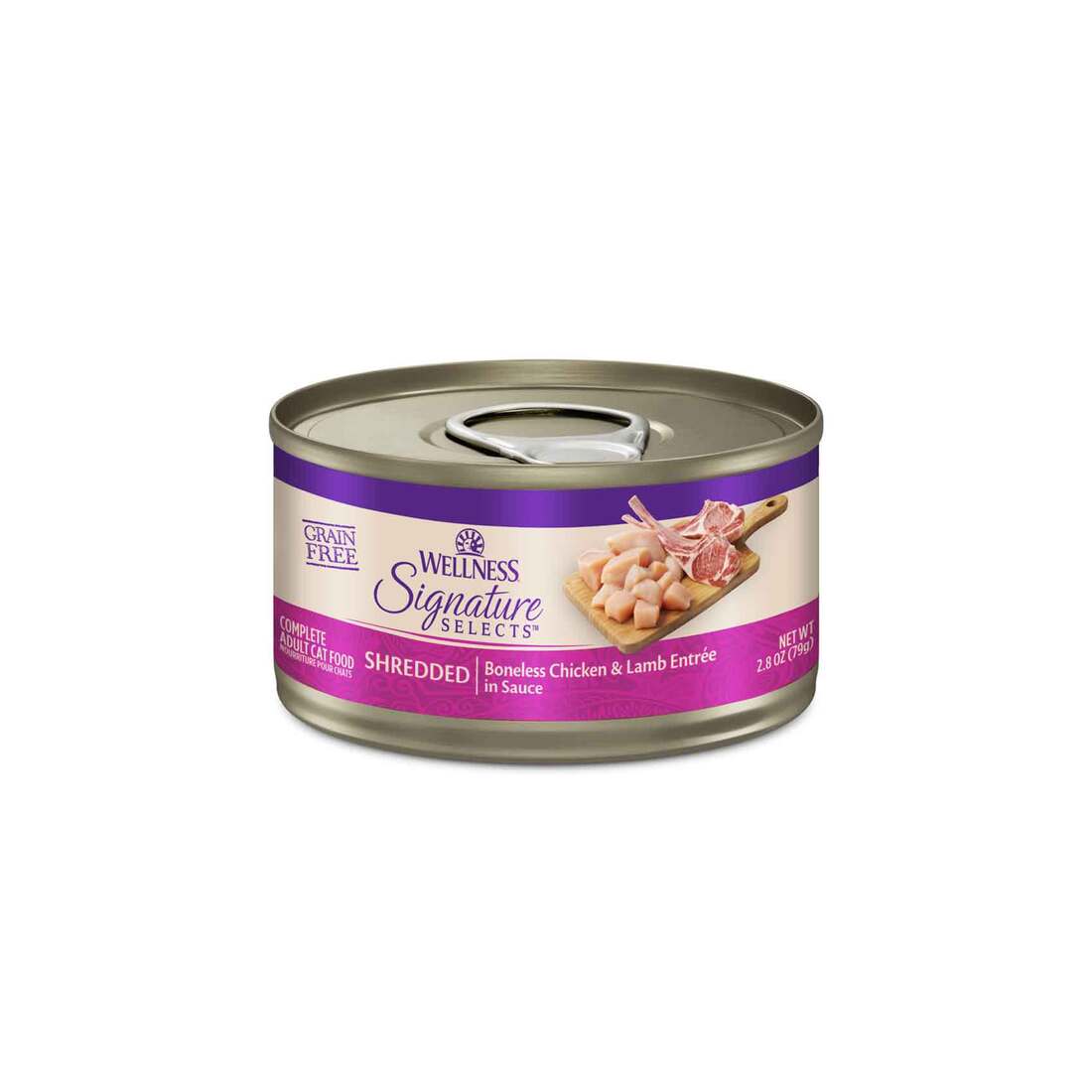 Wellness CORE Signature Selects Shredded Adult Grain Free Wet Cat Food, Boneless Chicken & Lamb, 2.8