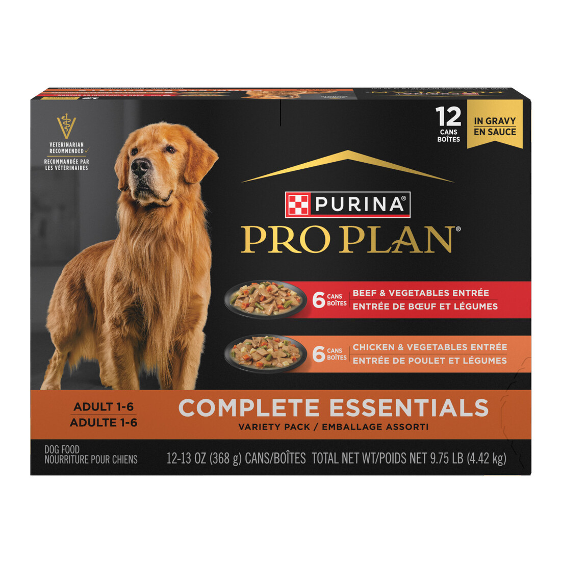 Purina Pro Plan Complete Essentials Wet Dog Food Chicken and Vegetables Entree and Beef and Vegetabl