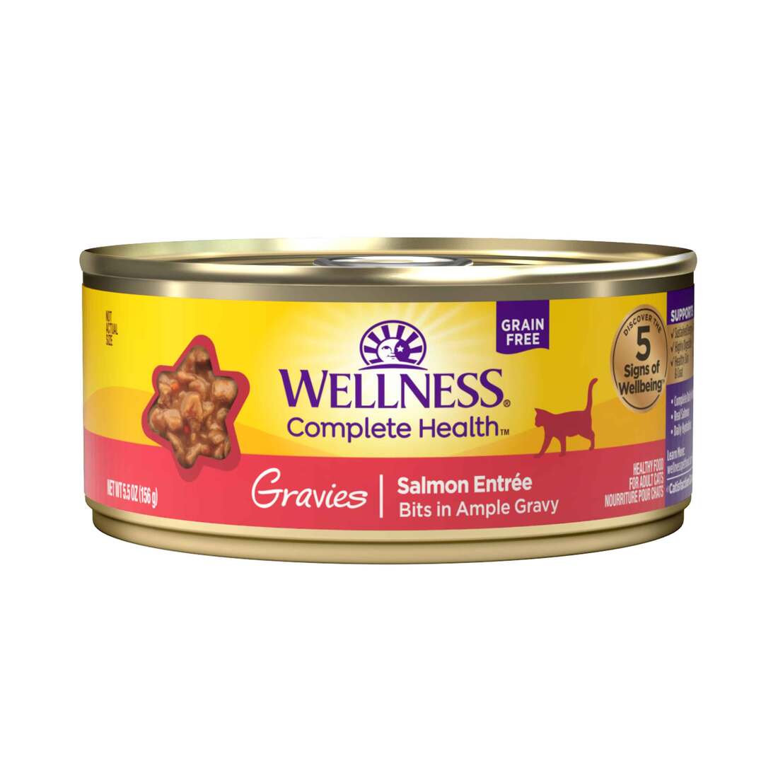 Wellness Complete Health Gravies Grain Free Canned Cat Food, Salmon Entree, 5.5 Ounces