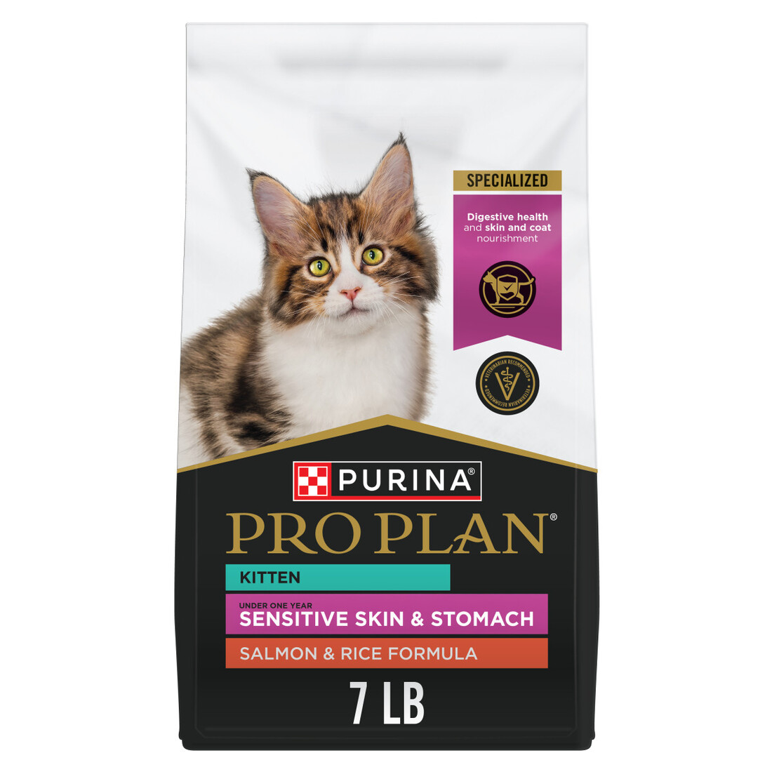 Purina Pro Plan Kitten Sensitive Skin and Stomach Dry Cat Food, Salmon and Rice Formula - Image 2