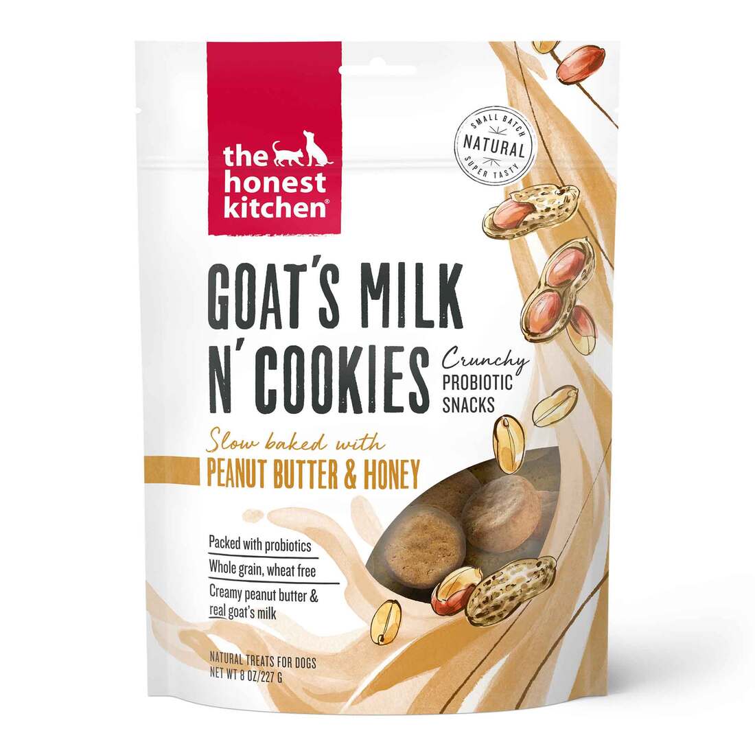 The Honest Kitchen Goat's Milk N' Cookies Dog Treats, Slow Baked with Peanut Butter & Honey, 8 Ounce