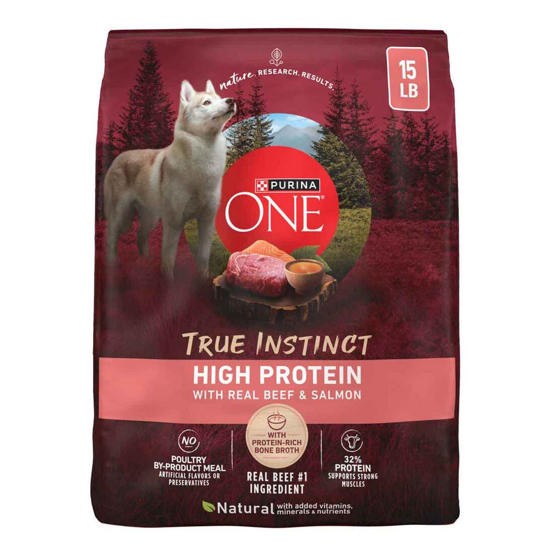 Purina ONE True Instinct Natural Dry Dog Food, Real Beef and Salmon With Bone Broth - Image 2