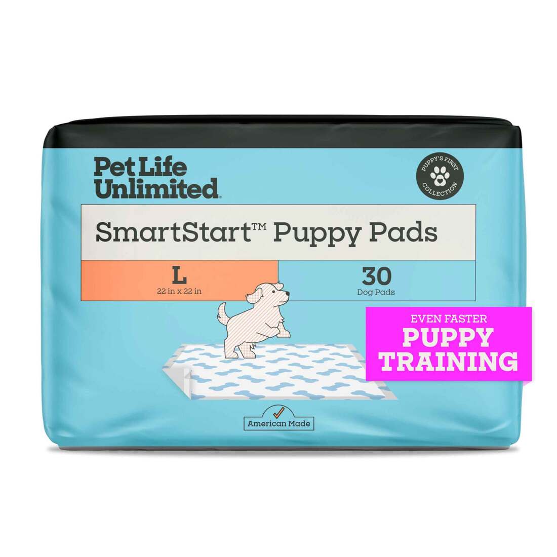 Pet Life Unlimited SmartStart Puppy Pads, Large, 22" x 22", 30 Count