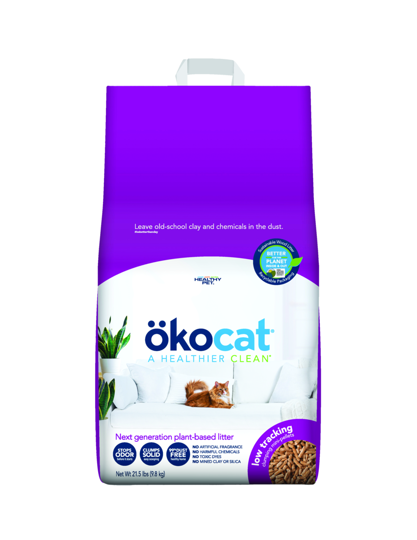 Okocat Low Tracking, Less Mess Clumping Wood Cat Litter, 21.5 Pounds