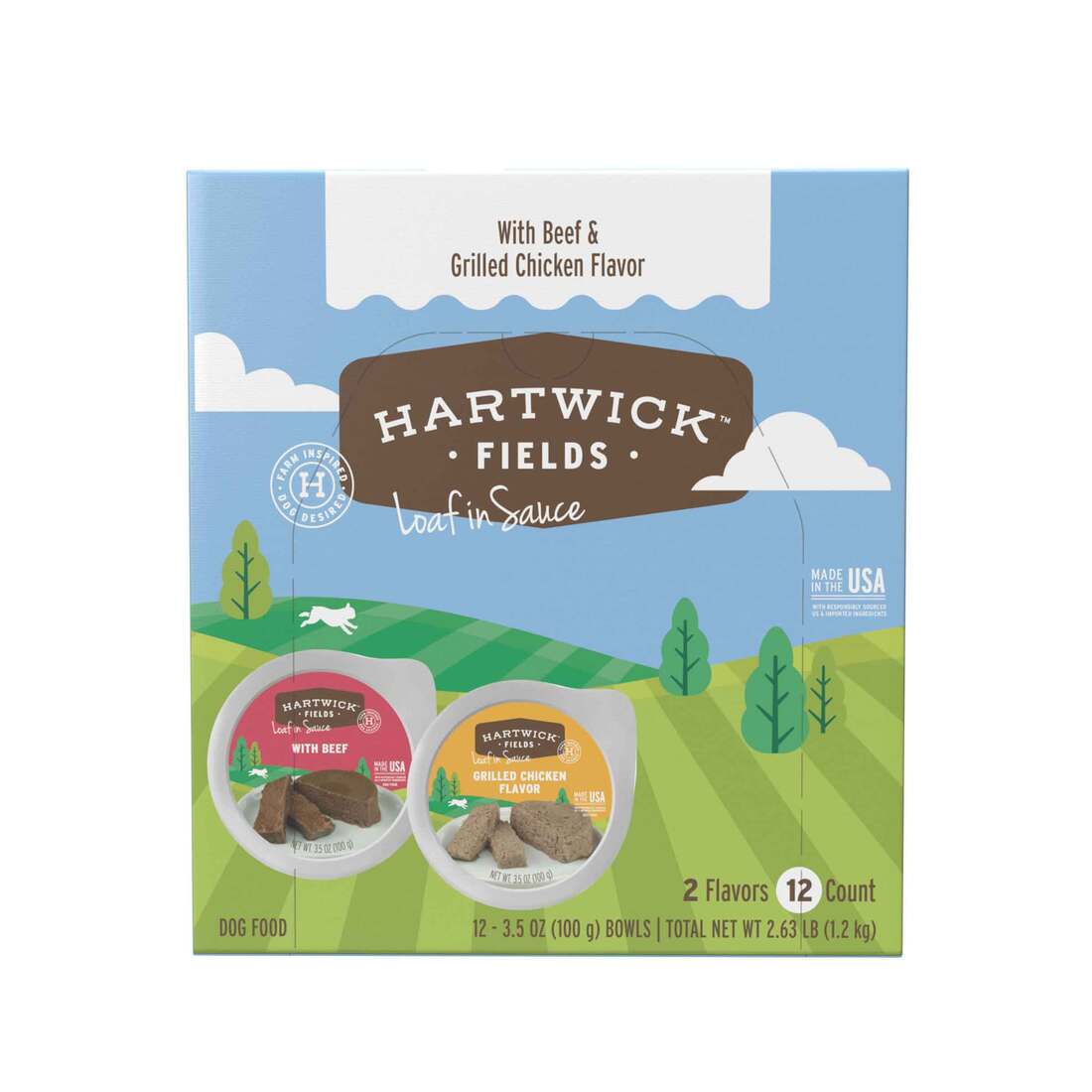 Hartwick Fields Adult With Beef Flavor & Grilled Chicken Flavor Loaf In Sauce Wet Dog Food Variety P