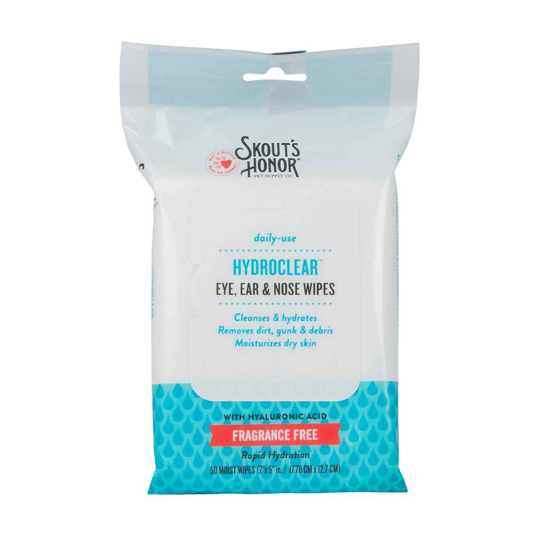 Skouts Honor Hydroclear Dog Eye, Ear and Nose Wipes, 50 Count