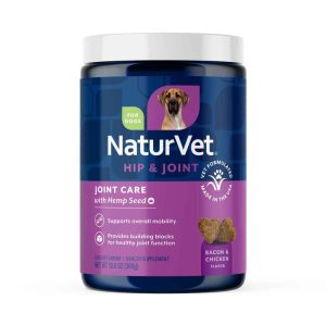 NaturVet Joint Care with Hemp Hip & Joint Supplements for Dogs, Bacon and Chicken Flavor, 120 Count