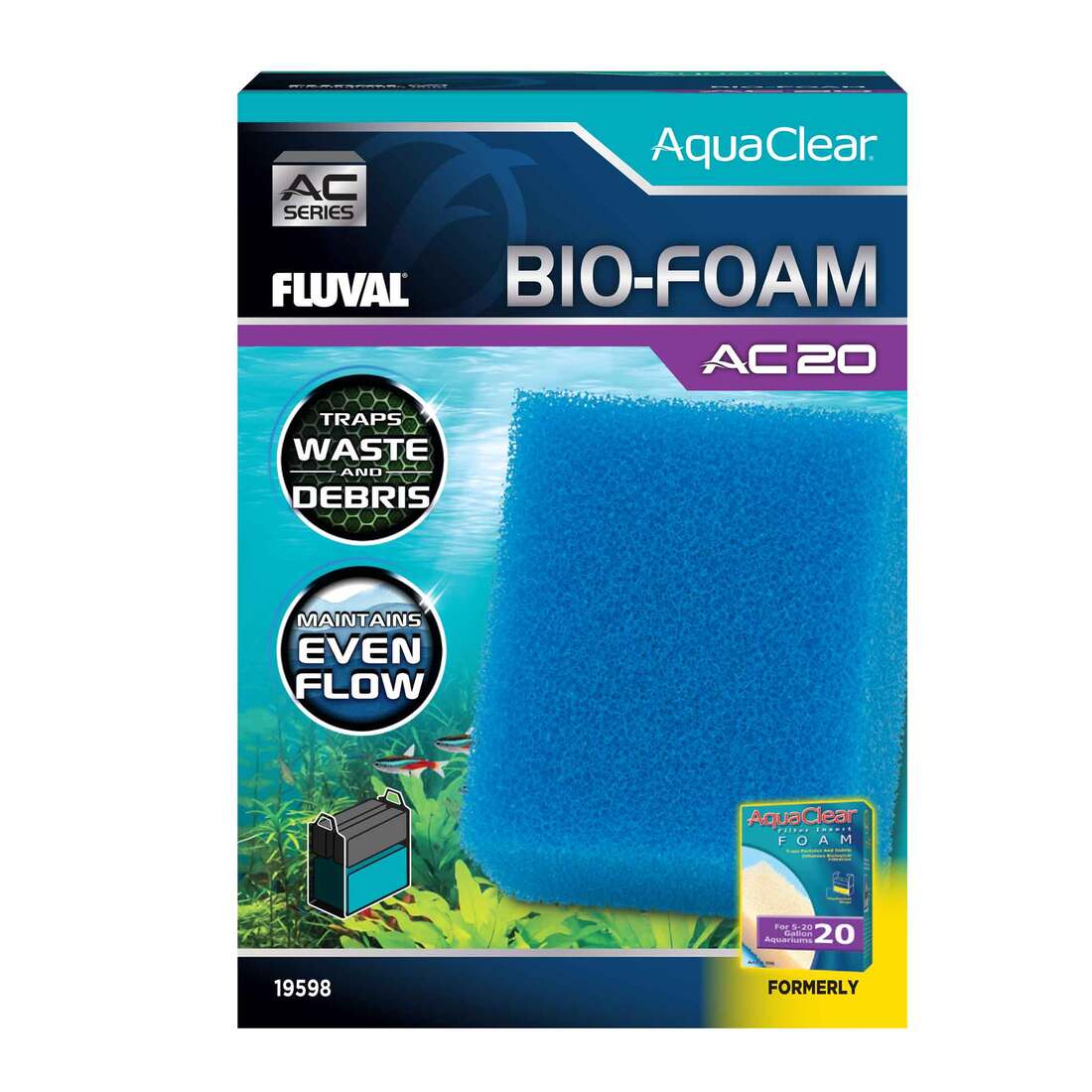 Fluval AC20 Foam Filter Insert, Blue, 1 Pack