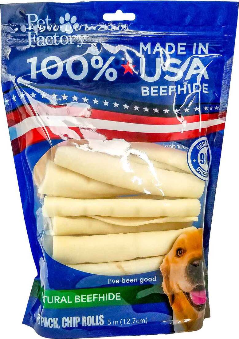 Pet Factory Beefhide Chip Rolls, 5 Inches (18 Pack)